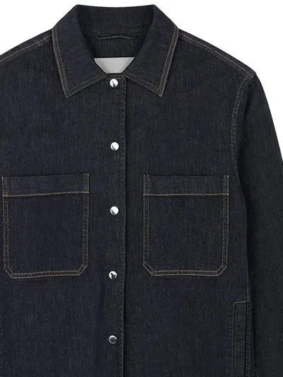 Paul & Shark Stretch Cotton Overshirt With Denim Effect In Blue