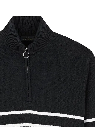 Paul & Shark Soft Cool Touch Wool Half Zip Sweater In Black