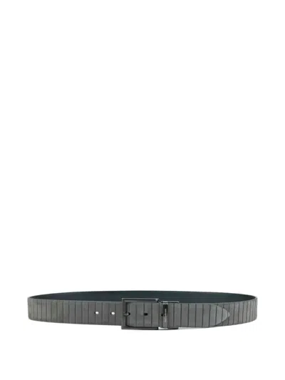 Paul & Shark Reversible-design Leather Belt In Gray