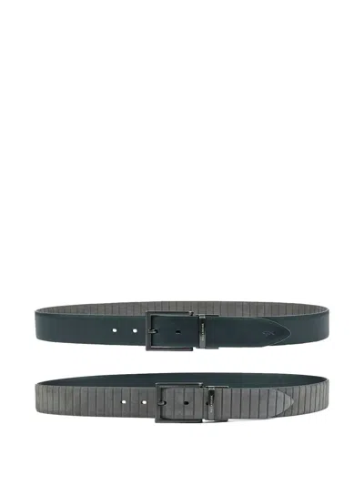 Paul & Shark Reversible-design Leather Belt In Gray