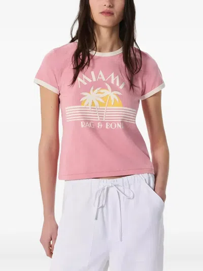 Rag & Bone Miami Boxy Ringer Tee In Pink