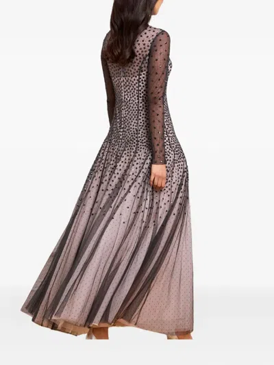 Needle & Thread Sequin Cascade Round Neck Gown In Gray