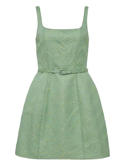 几何图案束腰连衣裙