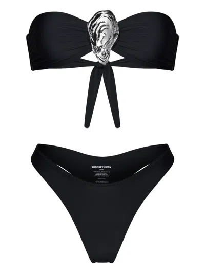 Korobeynikov Shell-embellished Bikini In Black