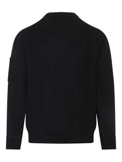 C.p. Company Knitted Wool Pullover With Signature Patch Logo In Black