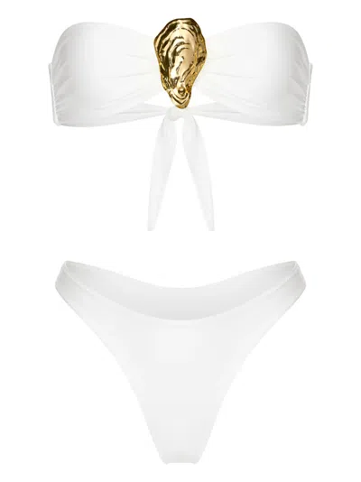 Korobeynikov Shell-embellished Bikini Set In White