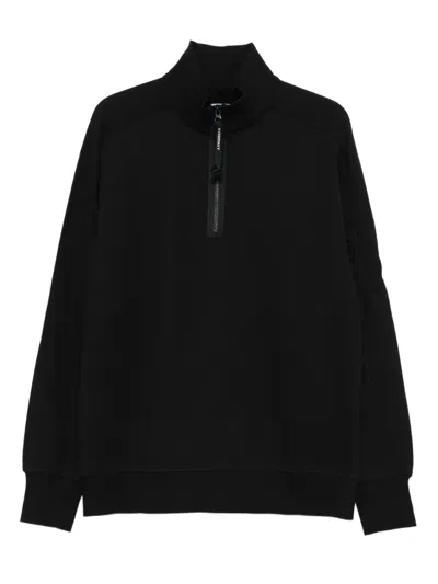C.p. Company Sweatshirts Polo Collar In Diagonal Raised Fleece Clothing In Black
