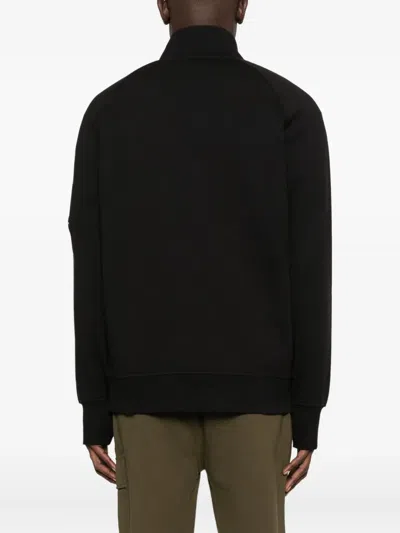 C.p. Company Sweatshirts Polo Collar In Diagonal Raised Fleece Clothing In Black