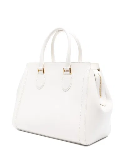 Alexander Mcqueen Large Leather Birdee Top-handle Bag In White