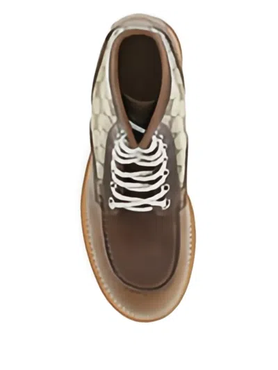 Gucci High-top Round Toe Bootie With Contrast Sole In Brown