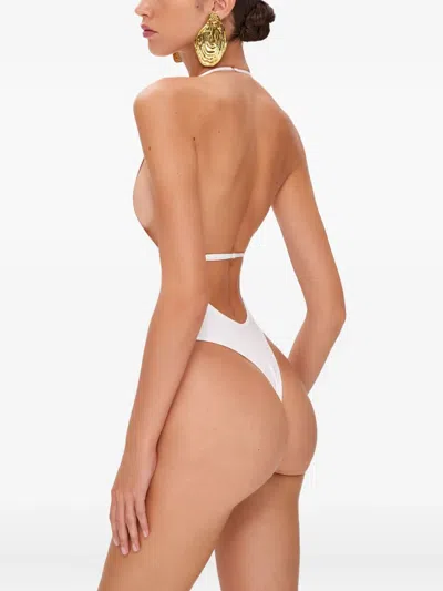 Korobeynikov Scoop-neck Shell-embellished Swimsuit In White