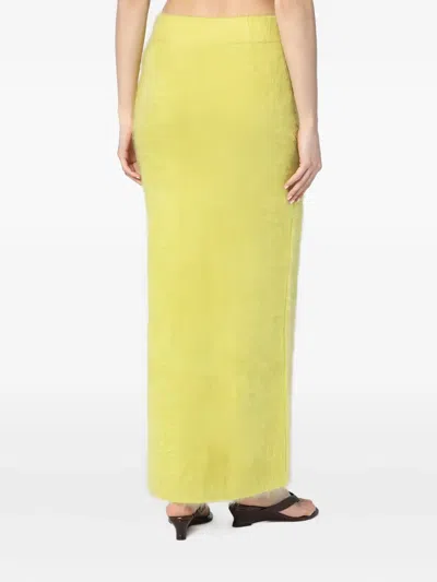 Soft Goat Long Lime-coloured Brushed Cashmere Skirt In Yellow