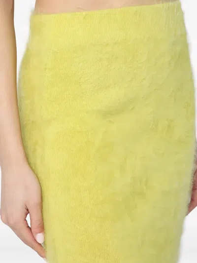 Soft Goat Long Lime-coloured Brushed Cashmere Skirt In Yellow