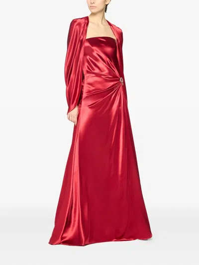 Genny Draped Cowl-effect Cape In Red