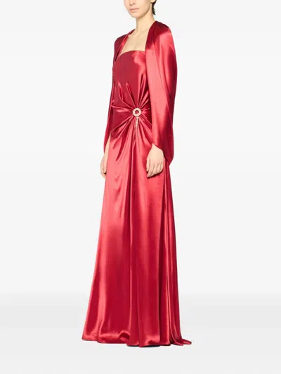 Genny Draped Cowl-effect Cape In Red