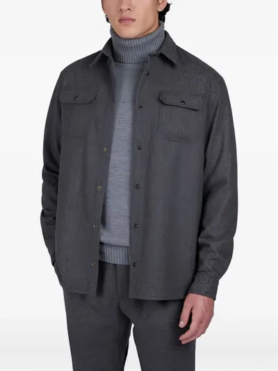 Paul & Shark Wool Blend Overshirt In Gray