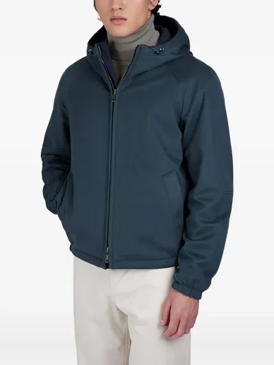 Paul & Shark Hooded Reversible Jacket In Blue