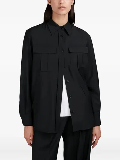 Paul & Shark Wool Flap-pocket Overshirt In Black