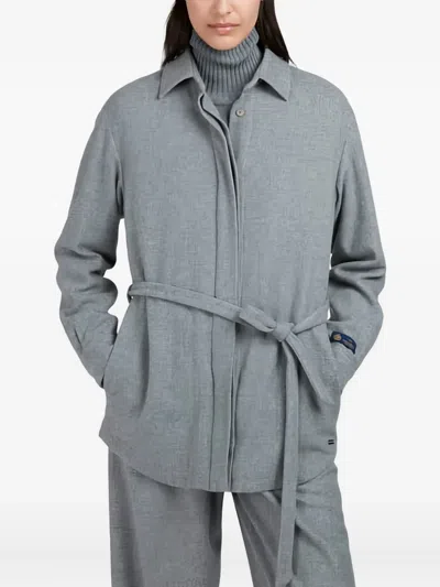 Paul & Shark Wool And Cashmere Overshirt In Gray