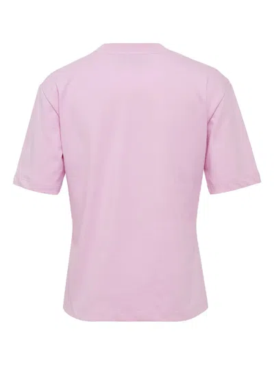 Msgm Logo-embroidered T-shirt In Pink