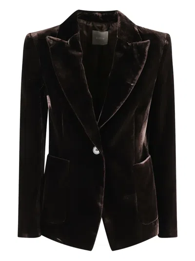 Kiltie Single-breasted Velvet Jacket With Revered Collar In Brown