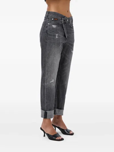 No44 Crossover Distressed Jeans In Black