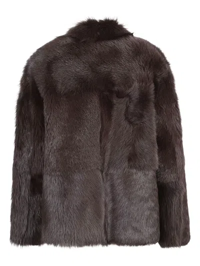 Desa 1972 Reversible Shearling Boxy Jacket In Brown