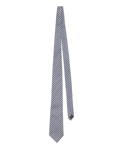 Acne Studios Striped-pattern Silk Tie In Gray