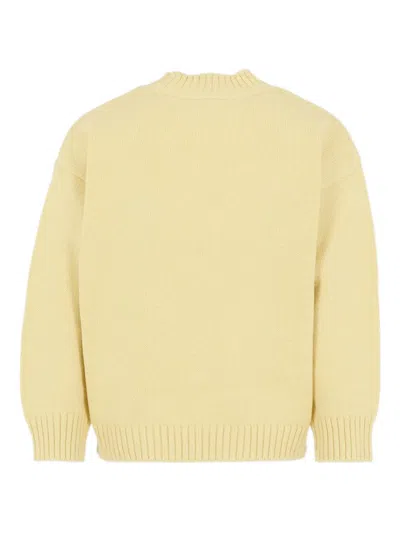 Mini Rodini Beige Sweater For Kids With Bear In Yellow