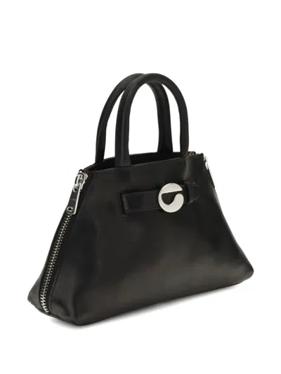 Coperni Structured Shoulder Bag Circular Clasp In Black