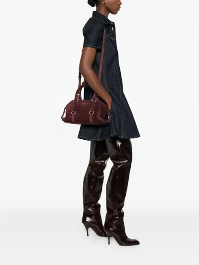 Alexander Mcqueen Suede Ring-detail Satchel In Red