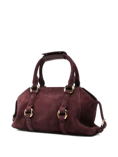 Alexander Mcqueen Suede Ring-detail Satchel In Red