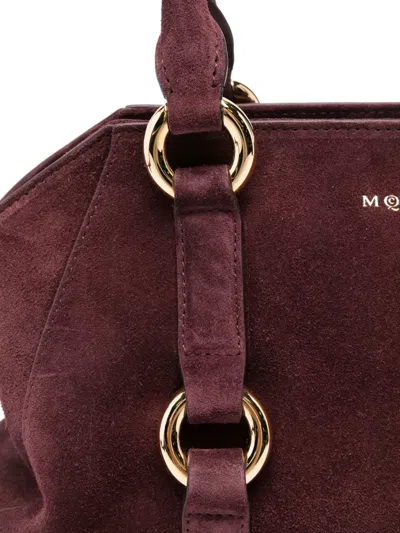 Alexander Mcqueen Suede Ring-detail Satchel In Red