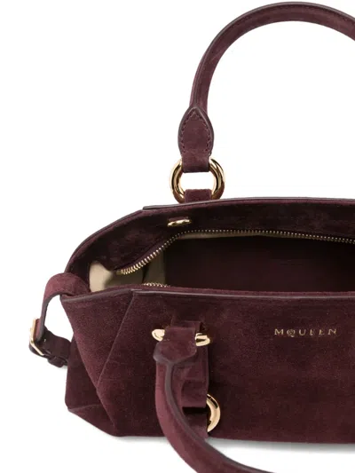 Alexander Mcqueen Suede Ring-detail Satchel In Red