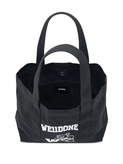 We11 Done Varsity Canvas Tote Bag In Black