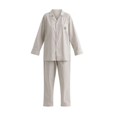 Ines De La Fressange Pyjama En Popeline Grise À Rayures Dim X  In White