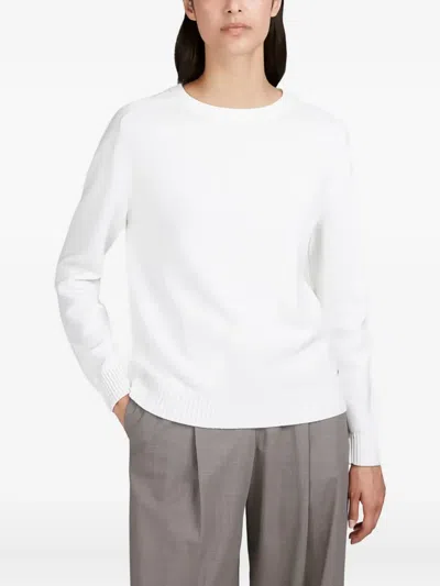 Paul & Shark Merino Extrafine Wool Crew Neck Sweater In White