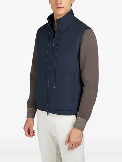 Paul & Shark Reversible Zip-fastening Gilet In Blue