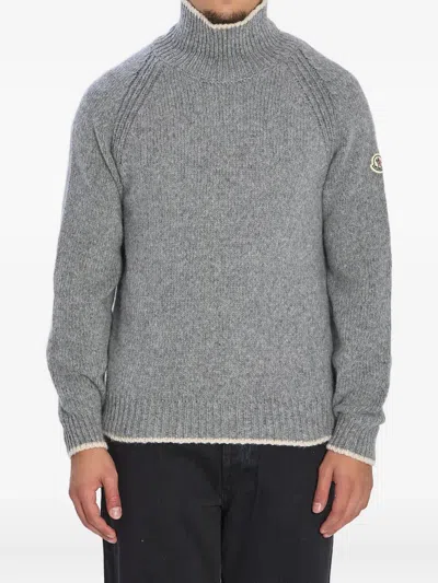 Moncler Turtleneck Sweater In Wool And Alpaca In Gray
