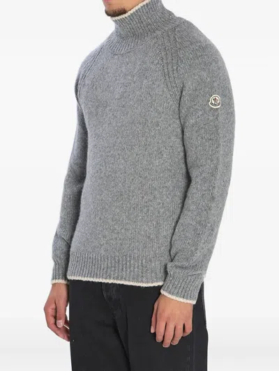 Moncler Turtleneck Sweater In Wool And Alpaca In Gray
