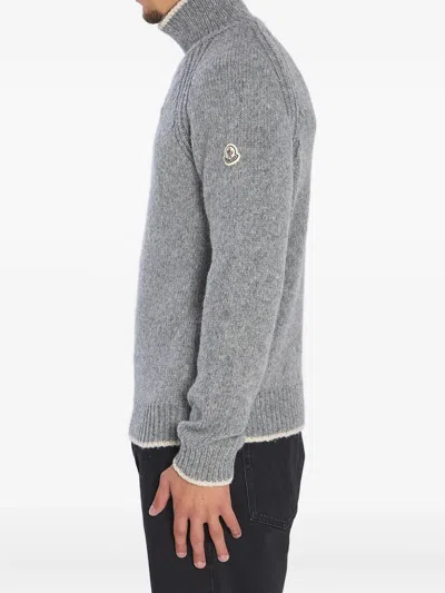 Moncler Turtleneck Sweater In Wool And Alpaca In Gray