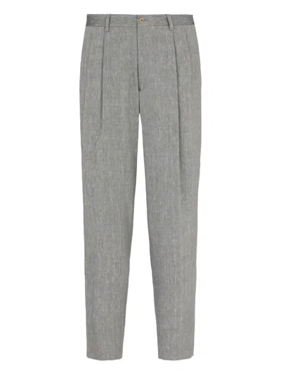 Giorgio Armani Pleated-front Trousers In Gray