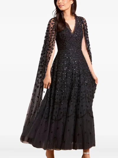 Needle & Thread Embroidered-flowers Maxi Dress In Black