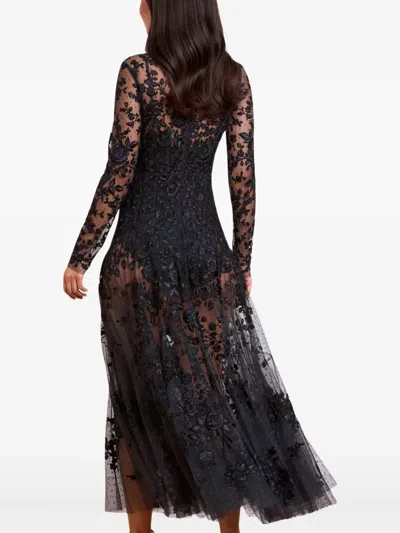 Needle & Thread Embroidered-flowers Maxi Dress In Black