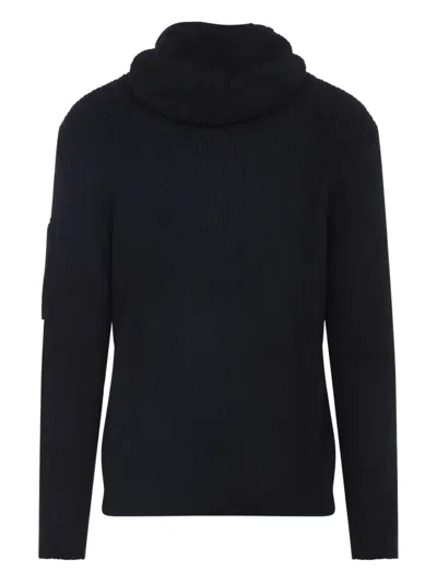 C.p. Company Tailored Hooded Sweater With Zippered Arm Pocket In Blue