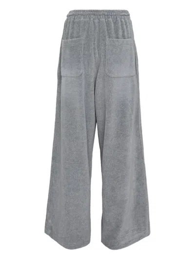 Open Yy Velvet-texture Track Pants In Gray