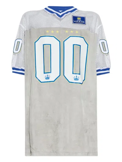 网纱拼接平纹针织连衣裙