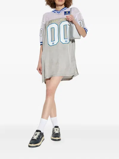 网纱拼接平纹针织连衣裙