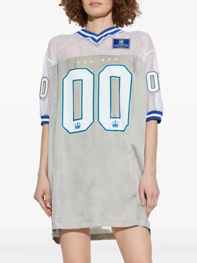 网纱拼接平纹针织连衣裙