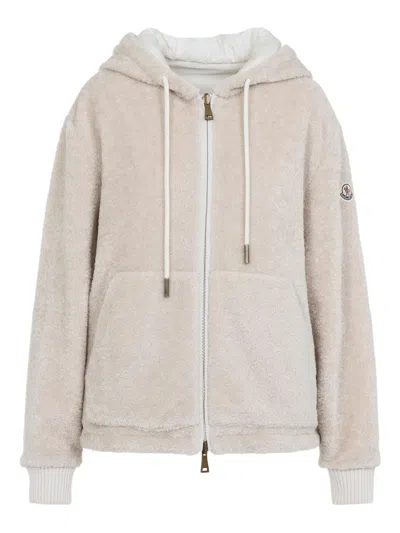 Moncler Teddy And Nylon Reversible Padded Hoodie Clothing In Neutral